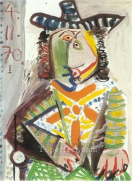 Pablo Picasso Painting - Busto de un hombre con sombrero 1970 Pablo Picasso